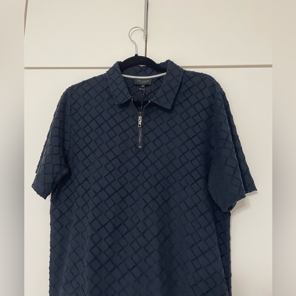 Ted Baker Blue Quilted Polo Shirt